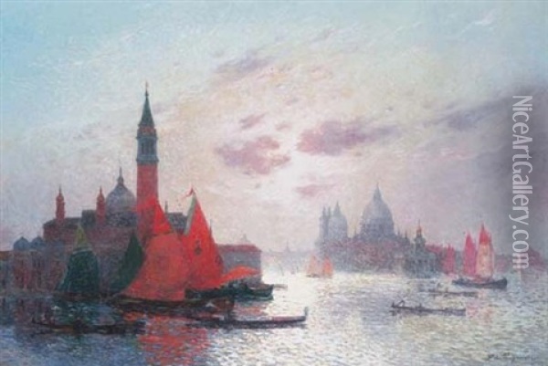Vue Du Grand Canal, Venise Oil Painting - Ferdinand du Puigaudeau