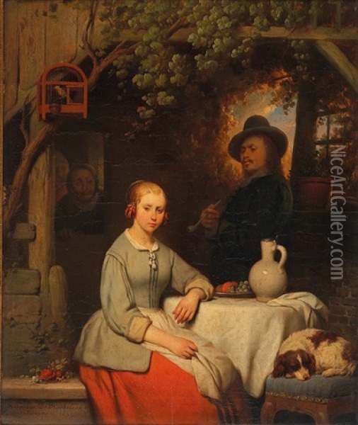 Vorsichtige Annaherung Oil Painting - Ferdinand de Braekeleer the Elder