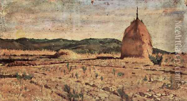 The haystack Oil Painting - Giovanni Fattori