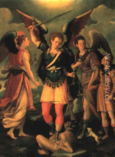 Der Erzengel Michael Oil Painting - Antonio Del Pollaiuolo