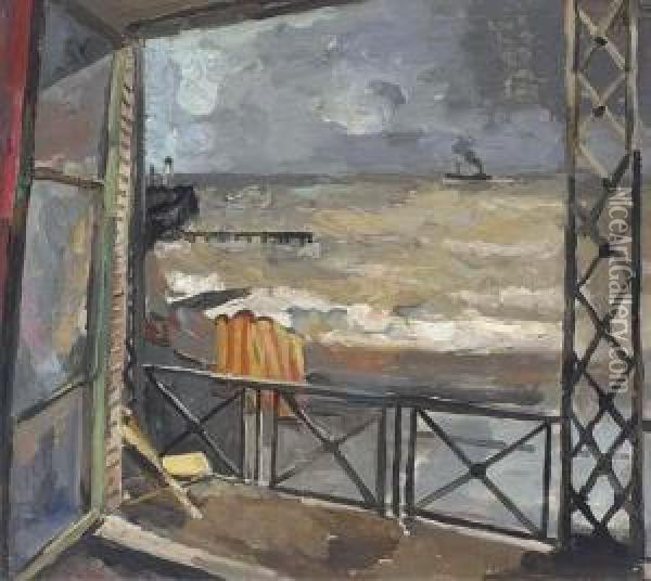 Storm At Lowestoft Oil Painting - Allan Walton