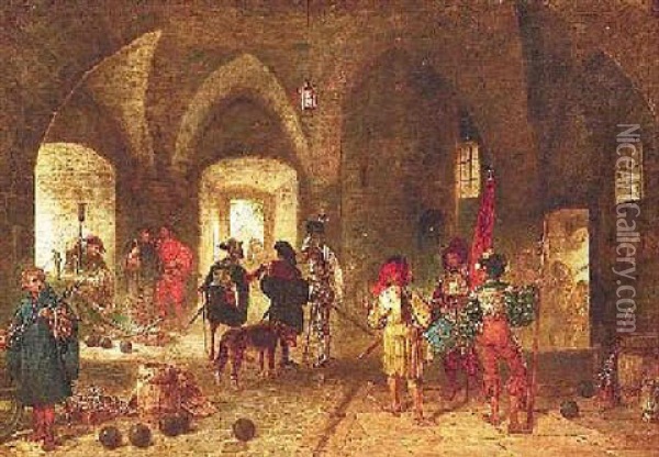 Belagert. Festungsinterieur Mit Landsknechten Oil Painting - Ludwig Christian F. W. von Rossler