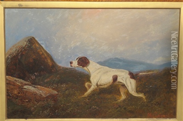 Pointer In A Landscape Oil Painting - Colin Graeme