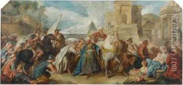 The Triumph Of Mordecai Oil Painting - Jean Francois de Troy