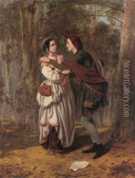 Rosalind And Celia - As You Like It Oil Painting - Henry Nelson O'Neill