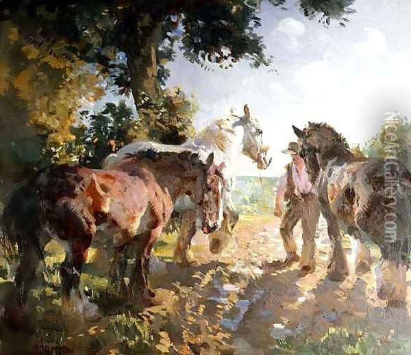 Going to Pasture Oil Painting - Dorothy Adamson