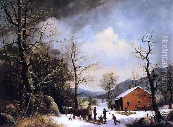 Winter Scene Oil Painting - George Henry Durrie