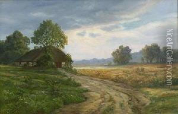 Sommerlandschaft Mit
 Bauernkate. Oil Painting - Max Schroder-Greifswald