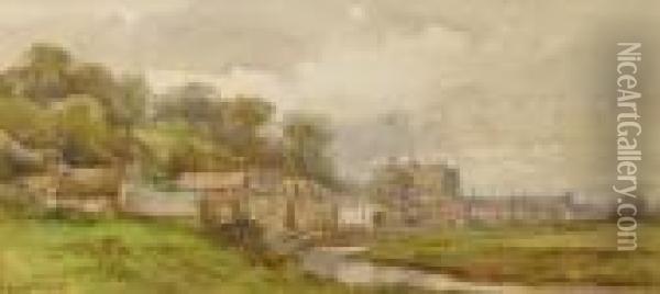 Landscape With Distant Town And Castle Oil Painting - Conrad H.R. Carelli