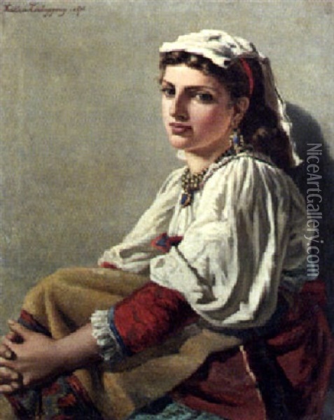 Portrait Of A Peasant Girl Oil Painting - Frederic Pierre Tschaggeny