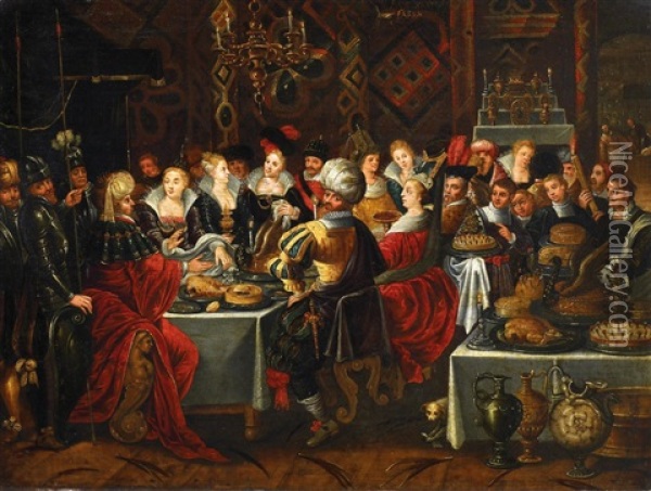 Das Gastmahl Des Belsazar Oil Painting - Hieronymus Francken the Younger