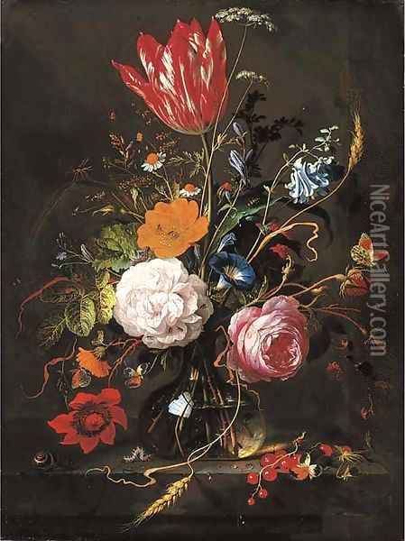 Roses Oil Painting - Jan Davidsz. De Heem