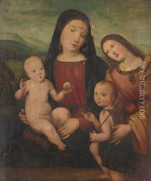 The Madonna And Child With Saint Elizabeth And The Infant Saint John The Baptist Oil Painting - Francesco Francia