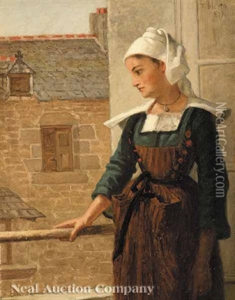 Normandy Girl Oil Painting - Thomas Hicks