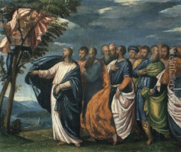 Christ And Zacchaeus Oil Painting - Battista Franco
