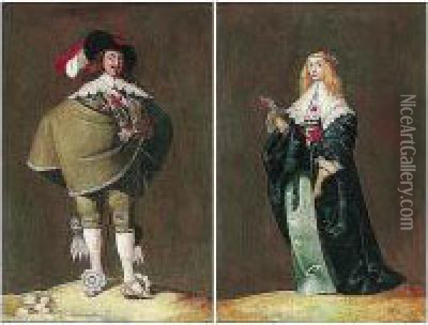 A Cavalier And His Lady Oil Painting - Jacob Fransz. Van Der Merck