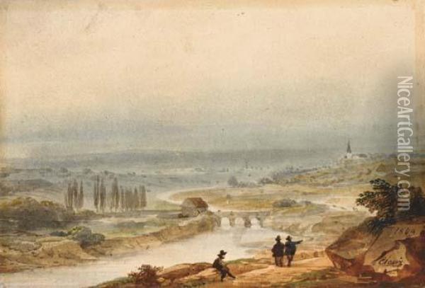 Quatre Vues D'italie, Dont Un Paysage Panoramique Oil Painting - Ciceri, Eugene