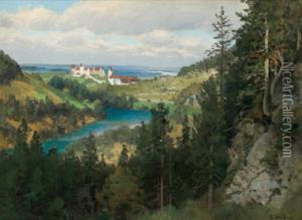 Out Of The Lech Valley Near Fusen Oil Painting - Josef Schoyerer