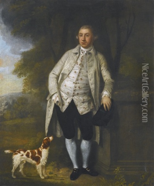Portrait Of A Man With A Dog Oil Painting - William Williams