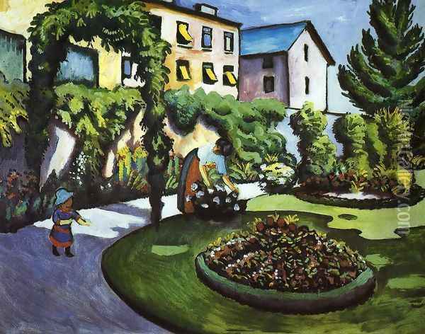 Garden Picture Oil Painting - August Macke