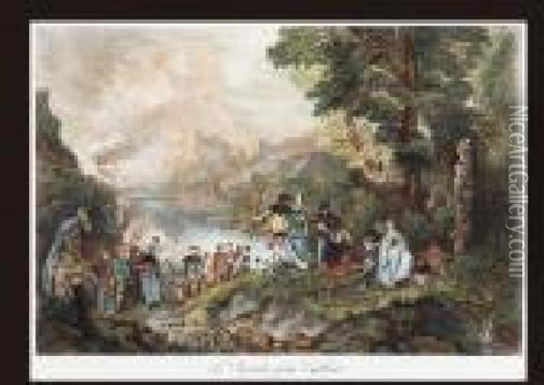 Le Depart Pour Cytheme Oil Painting - Watteau, Jean Antoine