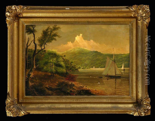 View Of Sailboats On The Upper Hudson Oil Painting - Henry Ary