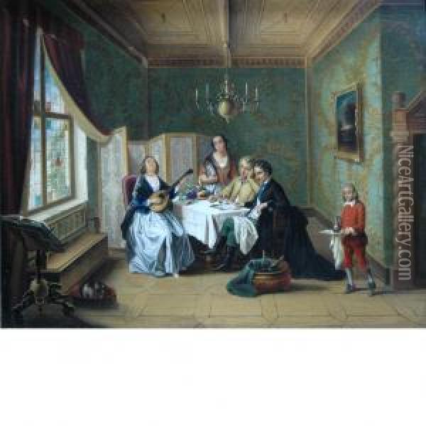 The Mandolinplayer Oil Painting - Lodewijk Jan Petrus Toutenel