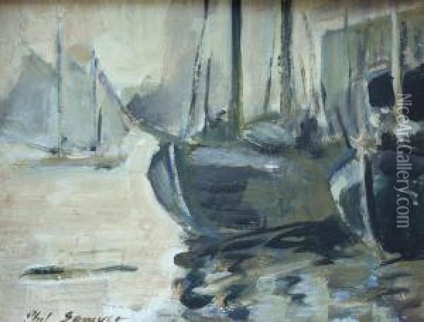 Gloucester Dockside Scene Oil Painting - Philip Ayer Sawyer