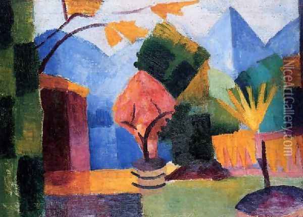 Garden At The Thuner Lake Oil Painting - August Macke