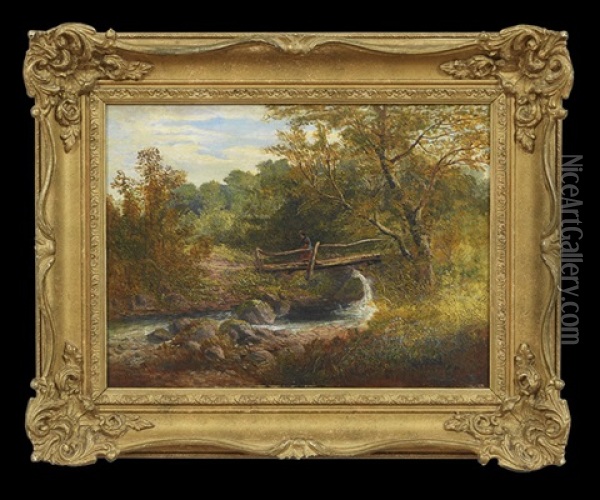 The Old Bridge Near Birmingham Oil Painting - John Fitzmarshall