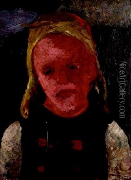 Brustbild Eines Blonden Madchens (+ Tumpel, Verso) Oil Painting - Paula Modersohn-Becker
