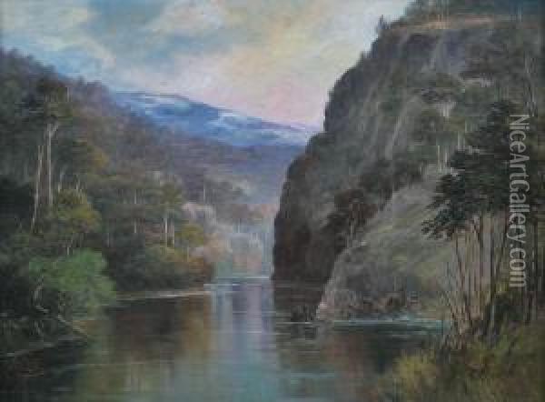 Jnr Transcendence Reach, Franklin River, Tasmania Oil Painting - William Henry Short