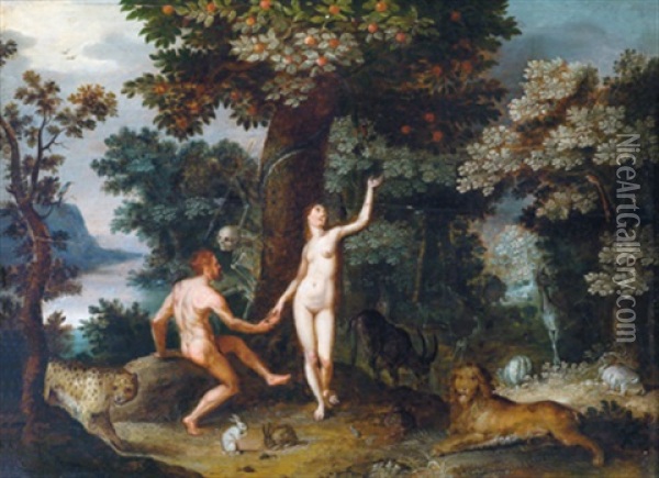 Adam Und Eva Im Paradies Oil Painting - Isaac Van Oosten