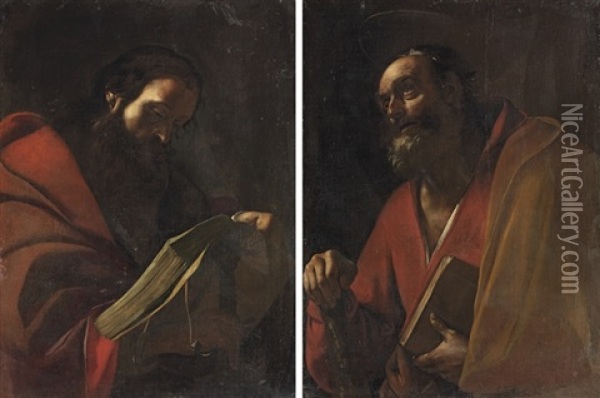 Saint Paul (+ Saint James The Greater; 2 Works) Oil Painting - Mattia Preti