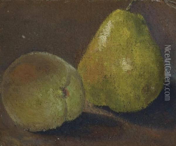 Peche Et Poire Oil Painting - Paul Cezanne