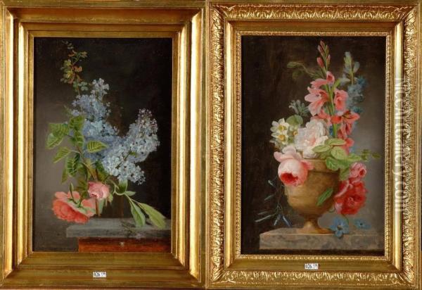 Vase De Fleurs Sur Un Entablement Oil Painting - Virginie de Sartorius
