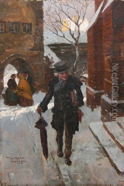 A Walk In The Snow Oil Painting - Wilhelm Roegge the Younger
