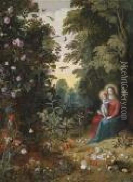 The Virgin And Child In A Wooded Landscape Oil Painting - Jan Brueghel the Younger