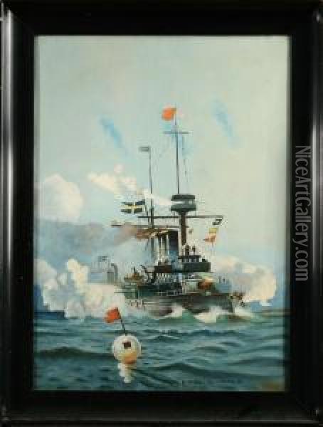 Pansarskepp Oil Painting - Carl Gabriel Wadell