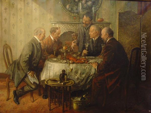 Frohlicherunde Oil Painting - Hans August Lassen