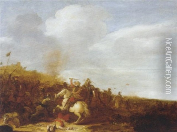 A Cavalry Skirmish Oil Painting - Simon Dubois