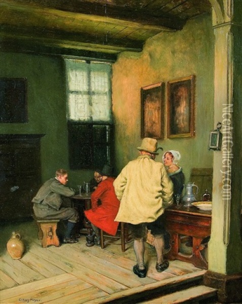Gesprache In Der Stube Oil Painting - Claus Meyer