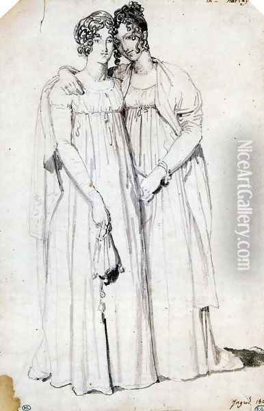 Henriette Harvey and her half sister Elizabeth Norton Oil Painting - Jean Auguste Dominique Ingres