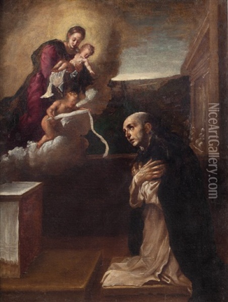 La Vergine Maria E San Domenico Oil Painting - Pietro Faccini