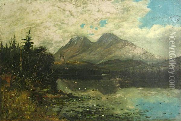 A Lake View With Mountain Peaks In Thedistance Oil Painting - Charles Craig