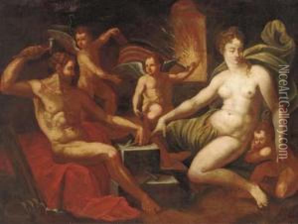 Venus At The Forge Of Vulcan Oil Painting - Jacob I De Backer