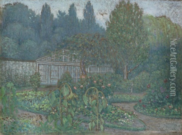 The Greenhouse Oil Painting - William Degouve de Nuncques