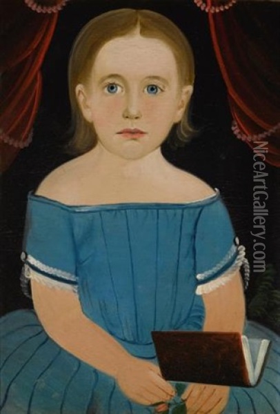 Portrait Of A Little Girl In A Blue Dress Oil Painting - William Matthew Prior