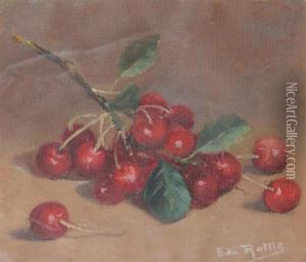 Still Life With Cherries Oil Painting - Edmond Rotie