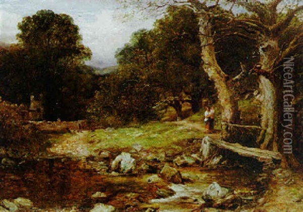 A Riverside Walk Oil Painting - George F. Chester